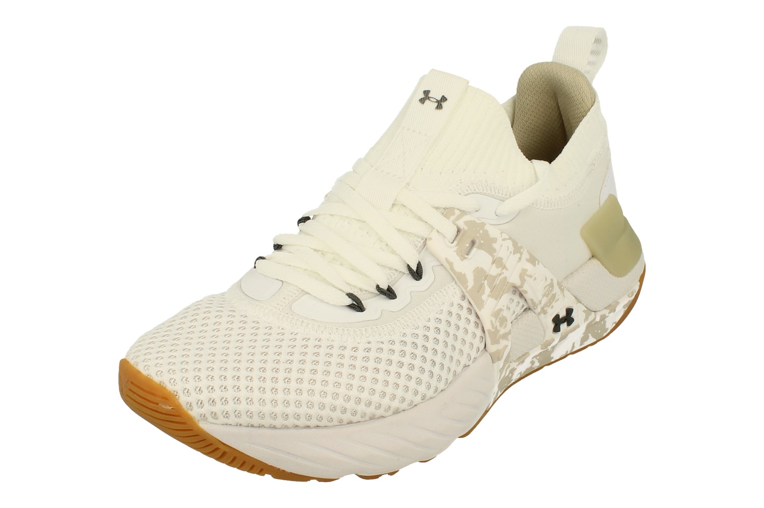 Size 8 - Under Armour Project Rock 4 Camo - White Pitch Grey 